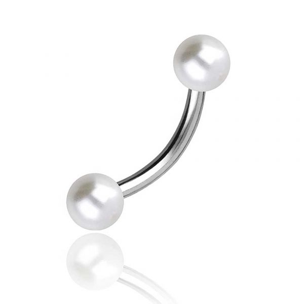 STEEL PIERCING WITH LAB PEARLS FOR EYEBROW