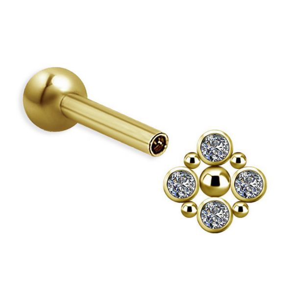 PIERCING DORADO CON CUATRO CRISTALES