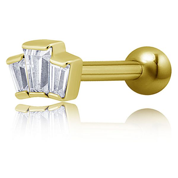 PIERCING DORATO PER TRAGO CON CRISTALLI TAGLIO BAGUETTE