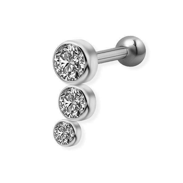 BAR WITH CRYSTALS FOR HELIX AND TRAGUS PIERCING