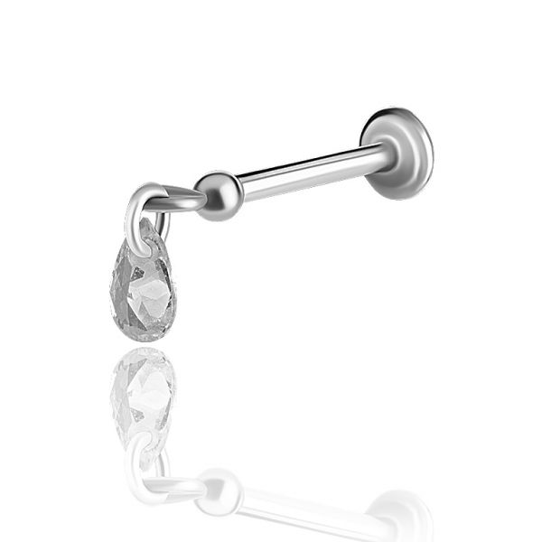 LABRET PIERCING THREADLESS CON PENDENTE IN CRISTALLO