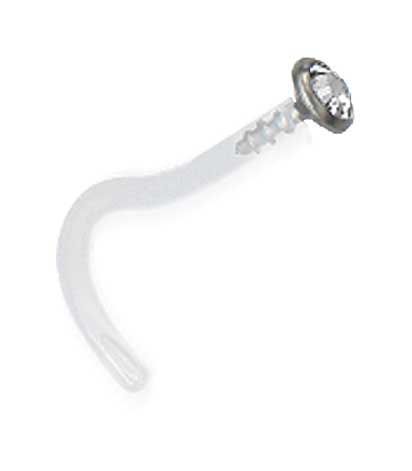 Bioplast labret with clear crystal
