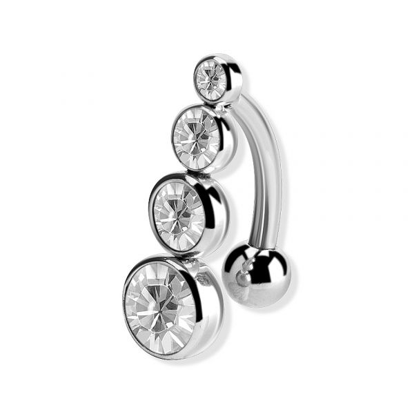 PIERCING BANANE AVEC QUATRE BOULES DE CRISTAL