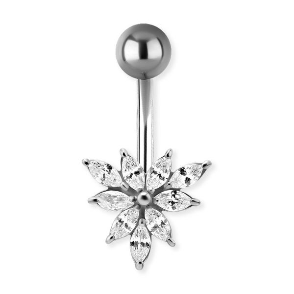 Navel piercing with nine petals