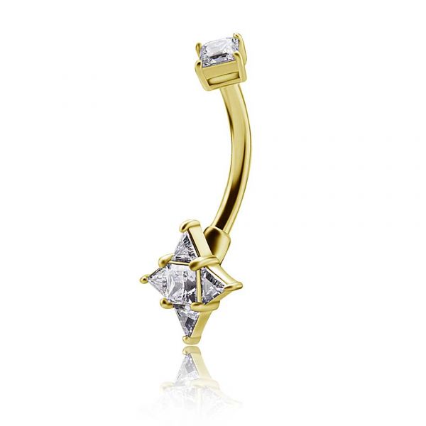 GOLDENES BAUCHNABELPIERCING MIT KRISTALLSTERN
