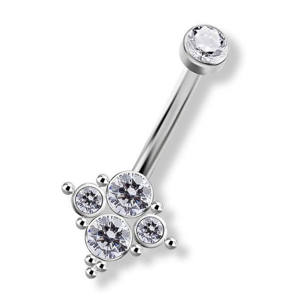 PIERCING OMBLIGO LUSTRADO A MANO CON CRISTALES