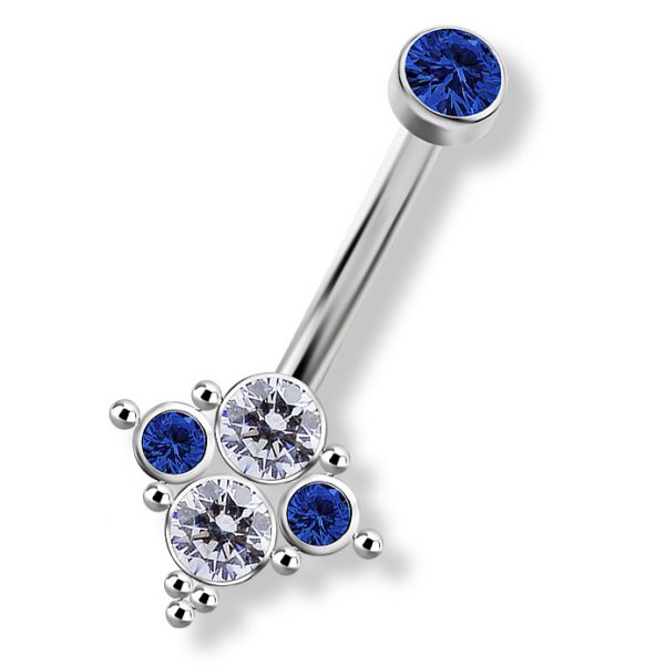 Piercing ombelico lucidato a mano con cristalli