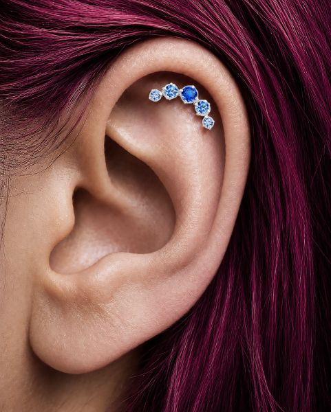 LABRET AVEC ARC EN CRISTAUX BLEUS
