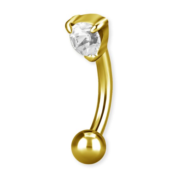 Piercing sopracciglio placcato oro con cristallo