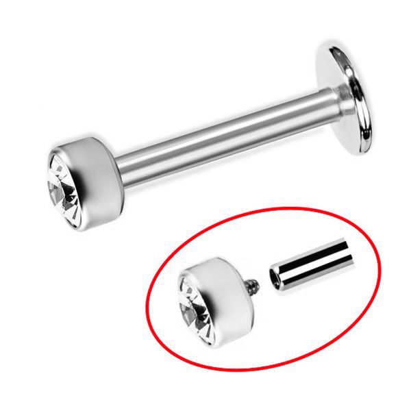 Labret with internal thread and jewel