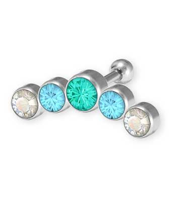 STEEL HELIX PIERCING WITH CRYSTALS
