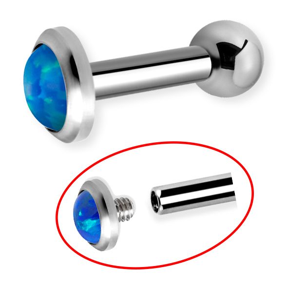 Piercing trago con filetto interno e opale