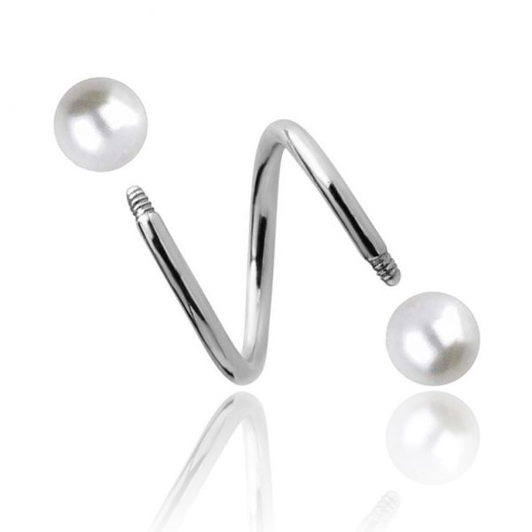 SPIRALE IN ACCIAIO CON PERLE LAB PER LOBO