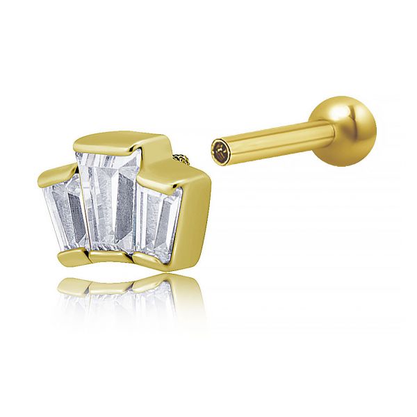 PIERCING DORATO PER TRAGO CON CRISTALLI TAGLIO BAGUETTE