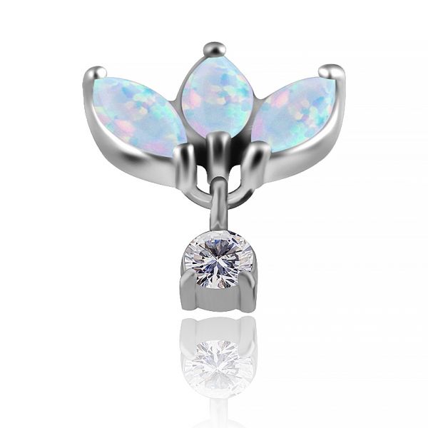 PIERCING DE RECHANGE AVEC OPALE ET PENDENTIF EN CRISTAL