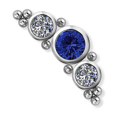 Tre cristalli in zirconia di premium per piercing