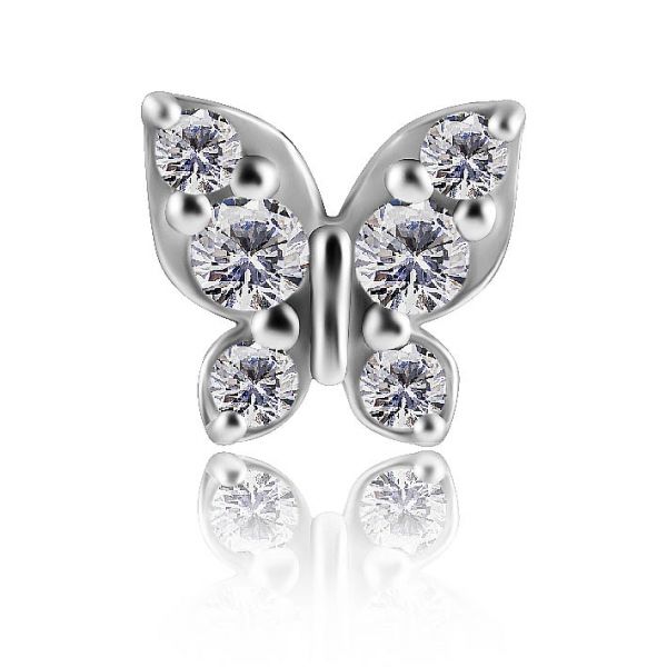 RICAMBIO GIOIELLO PIERCING CON FARFALLA DI CRISTALLI