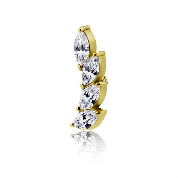 RICAMBIO PIERCING DORATO CON FOGLIE DI CUBIC ZIRCONIA