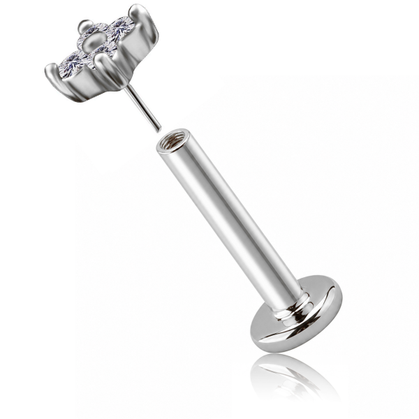BOUCLE D’OREILLE THREADLESS DE FLEUR AVEC PREMIUM CUBIC ZIRCONIA