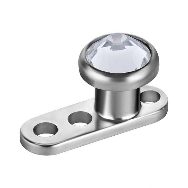 DERMAL ANCHOR (internal 0.8 mm) WITH THREE HOLES AND PREMIUM CRYSTAL