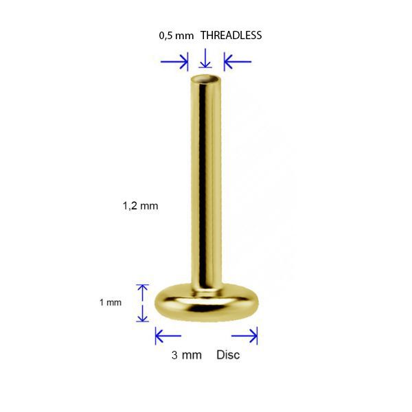 LABRET THREADLESS PLAQUÉ OR