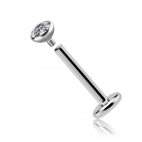 LABRET MIT WEISSEM KRISTALL-ERSATZ