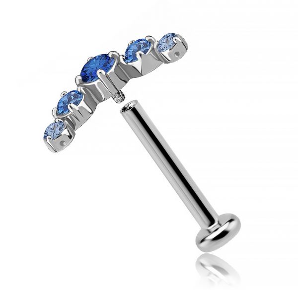 LABRET CON ARCO DE CRISTALES AZULES