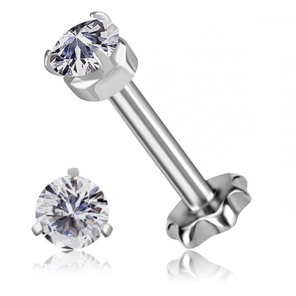 BOUCLE D'OREILLE AVEC BASE EN FORME DE FLEUR ET ZIRCONE PREMIUM