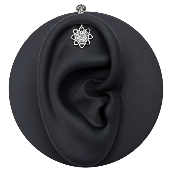 HEART HELIX VERTICAL PIERCING WITH CRYSTALS