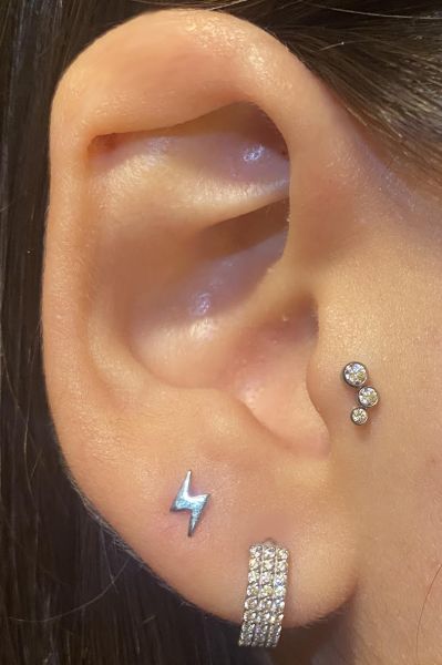 BAR WITH CRYSTALS FOR HELIX AND TRAGUS PIERCING