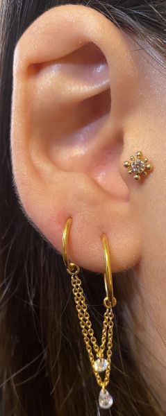 LABRET IN TITANIO PLACCATO ORO CON CRISTALLO