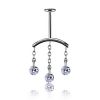 PIERCING LABRET FOR VERTICAL HELIX WITH THREE CRYSTALS