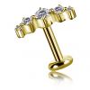 GOLD PLATED ARCH LABRET PIERCING WITH CRYSTALS