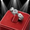SATIN-FINISH SILVER RING WITH CRYSTALS