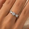SATIN-FINISH SILVER RING WITH CRYSTALS