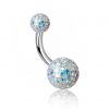 Piercing nombril double boule avec résine et cristaux