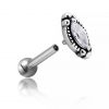 PIERCING-STANGE AUS STAHL MIT WEISS-KRISTALL