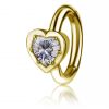 GOLD-PLATED OVAL BELLY BUTTON PIERCING WITH CRYSTAL HEART