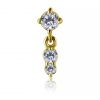 GOLD-PLATED THREADLESS ATTACHMENT WITH PREMIUM CUBIC ZIRCONIA AND DANGLE