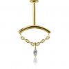 GOLD-PLATED VERTICAL HELIX LABRET WITH CRYSTAL DROP