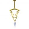 GOLD-PLATED VERTICAL HELIX LABRET WITH CRYSTAL DROP