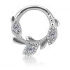 CLICKER RING WITH LEAVES AND CRYSTALS