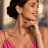 GOLD-PLATED CLICKER EARRING WITH CUBIC ZIRCONIA
