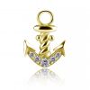 Pendentif doré avec ancre en cristal pour boucles d'oreilles circulaires