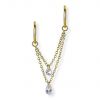 Gold steel double chain with crystals for ring piercing