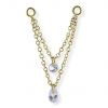 Gold steel double chain with crystals for ring piercing