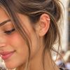 GOLD-PLATED CLICKER EARRING WITH CUBIC ZIRCONIA