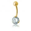 GOLD PLATED BELLY BUTTON PIERCING WITH CRYSTAL