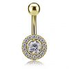 GOLD-PLATED BELLY BUTTON PIERCING WITH CRYSTAL SHIELD