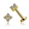GOLD-PLATED THREADLESS FLOWER EARRING WITH PREMIUM CUBIC ZIRCONIA